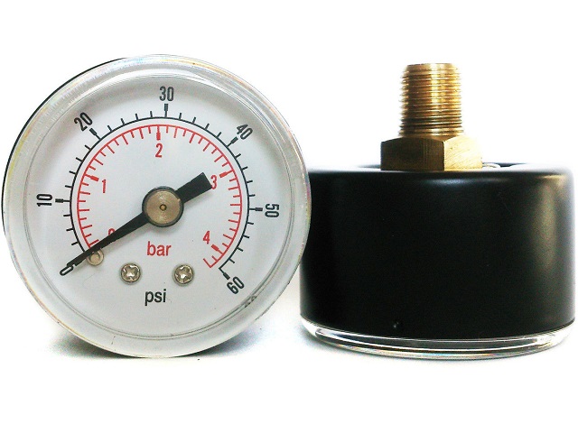 Model R8 Gauge - 1/8" NPT Center Back Connection Black Enameled Steel Case - Non Fillable